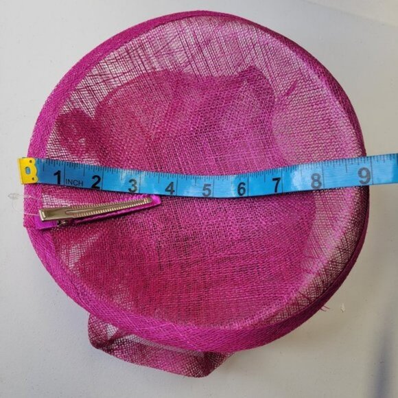 Magenta Purple Disc Fascinator with Upturned Brims Loops Bows and Feathers - Picture 8 of 12